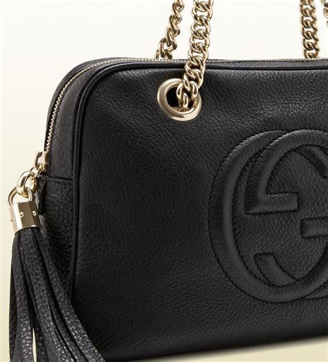 gucci black soho large shoulder bag|gucci soho shoulder bag black.